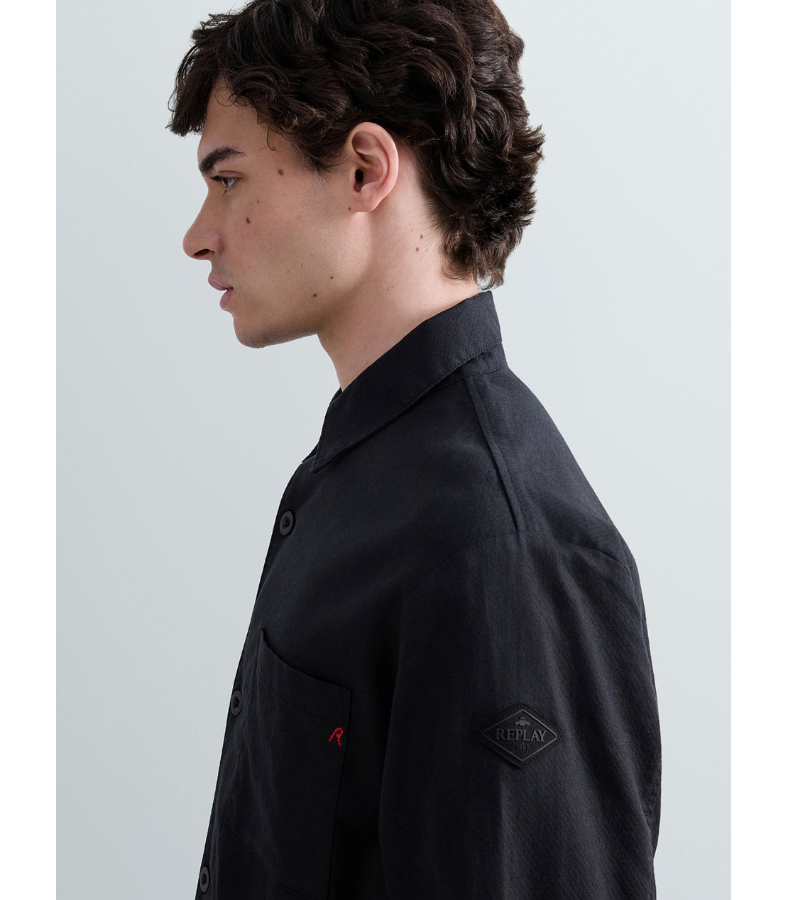 リネンコットンツイルオーバーシャツ 詳細画像 ブラック 7